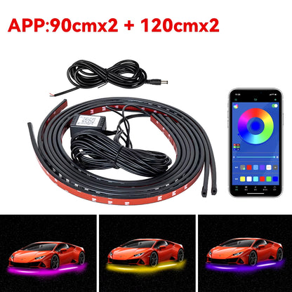 Car Underbody LED Neon Light – RGB Underglow Strip with Remote/App Control, Flexible & Waterproof Decorative Bottom Light