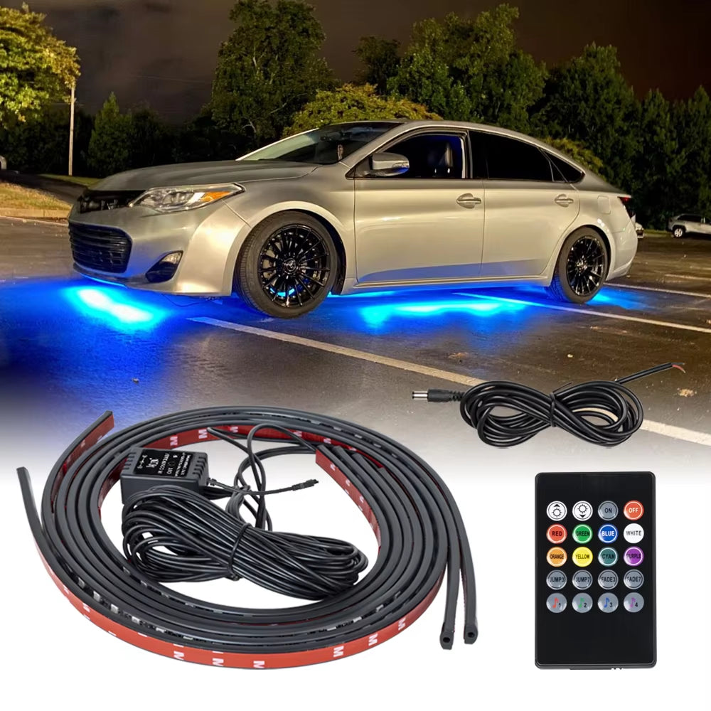 Car Underbody LED Neon Light – RGB Underglow Strip with Remote/App Control, Flexible & Waterproof Decorative Bottom Light