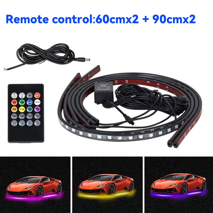 Car Underbody LED Neon Light – RGB Underglow Strip with Remote/App Control, Flexible & Waterproof Decorative Bottom Light