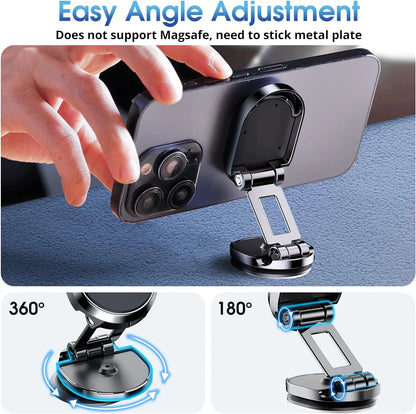 Magnetic Car Phone Holder – Alloy Folding Mount, 360° Rotation, Universal Compatibility for All Smartphones