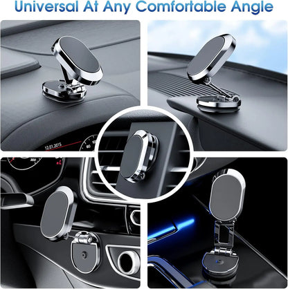 Magnetic Car Phone Holder – Alloy Folding Mount, 360° Rotation, Universal Compatibility for All Smartphones